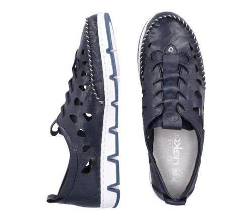 Pantofi casual, dama, RIEKER, ANTISTRESS,49956-14 bleumarin, piele naturala